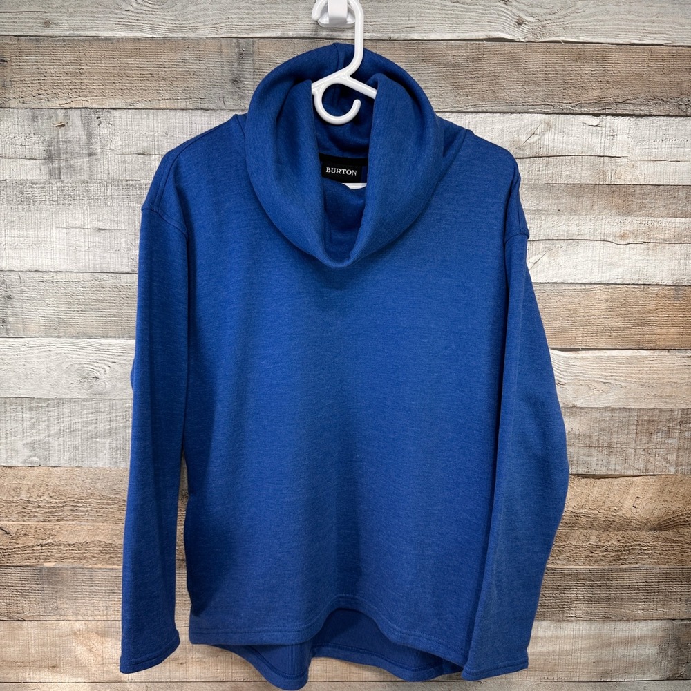 Burton Womens Ellmore Cowl Neck Pullover Sweatshirt Royal Blue High Low Size M